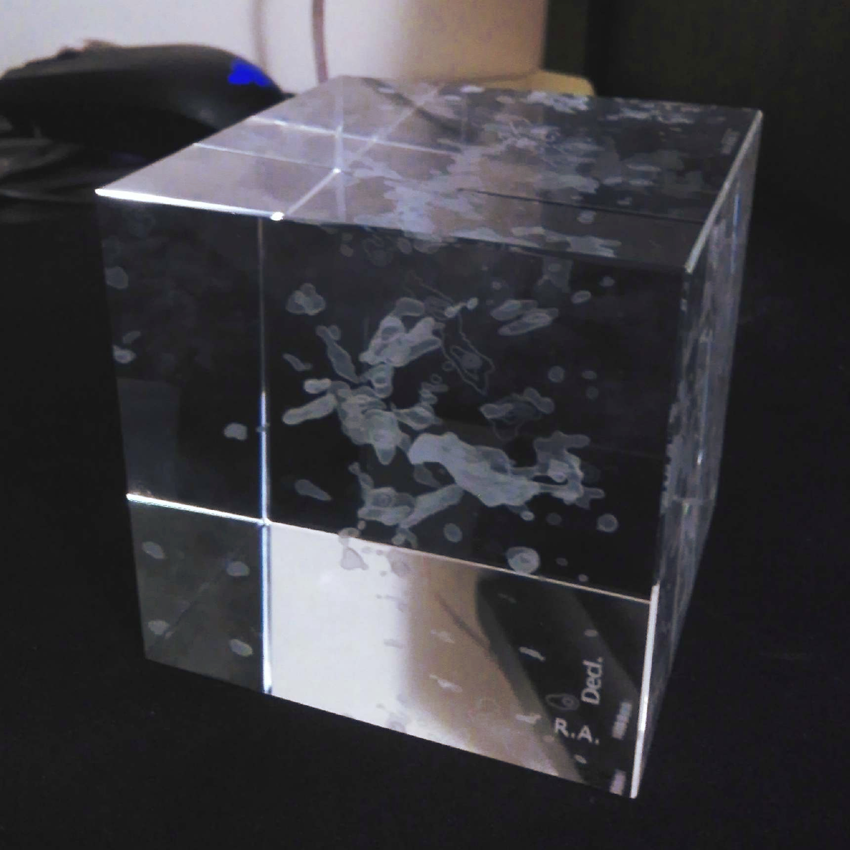3D printed glass cube of G28.34